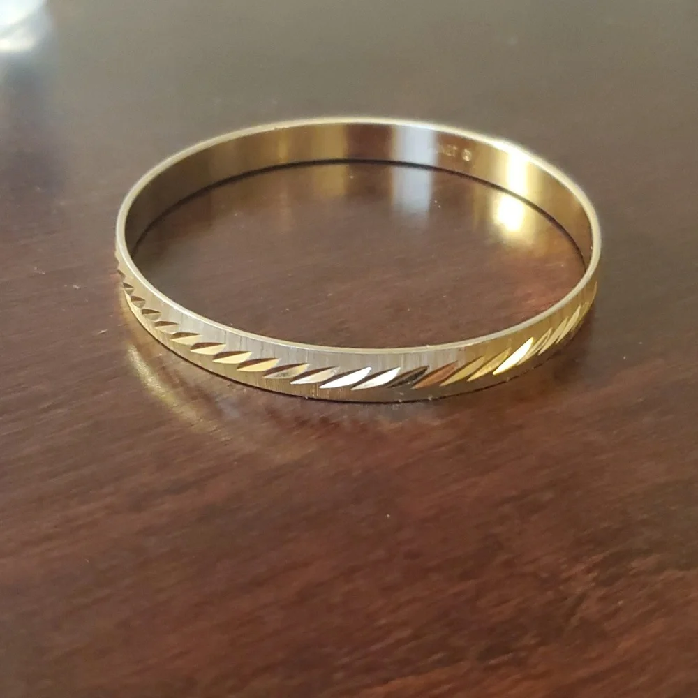 MONET Gold Tone Etched Bangle Bracelet